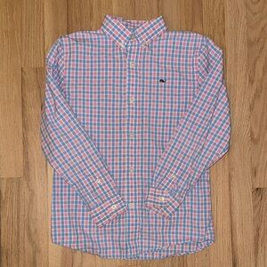 Vineyard Vines Kids Pink and Blue Checkered Shirt